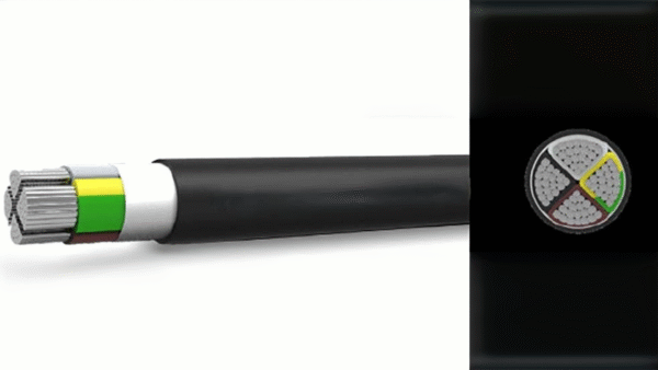 Power cable 0,6/1 kV with Al conductors, PVC insulated and sheathed
