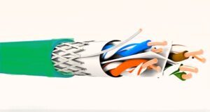 CAT6 SF/UTP EF FC CAT6 4X2X26AWG/19 PUR RAL 6018 GREEN CONDUCTOR CLASS 0